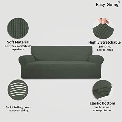 Easy-Going Stretch 4 Seater Oversized Sofa Couch Cover Olive Green - Image 3