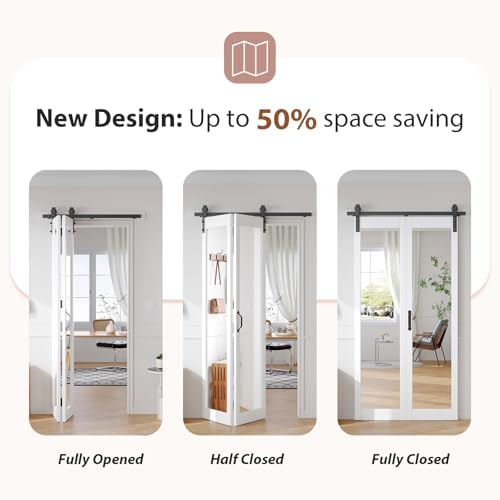 FREDBECK Bifold Mirror Closet Barn Door 42x84 Hardware Included,1 Panels - Image 3