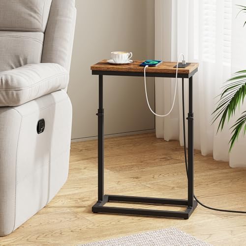 TUTOTAK End Table with Charging Station, Side Table, Tall Couch Table - Image 5