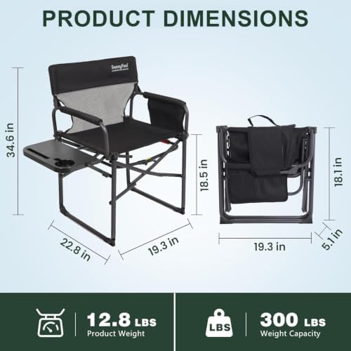 SUNNYFEEL Camping Director Chair with Side Table - Image 3