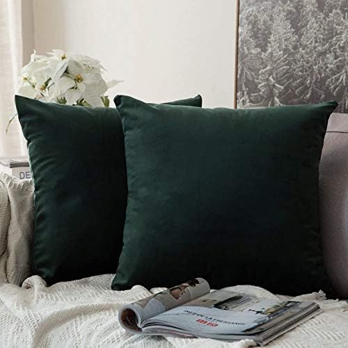 MIULEE Velvet Throw Pillow Covers 16x16 Inch Pack of 2 Army Green by MIULEE