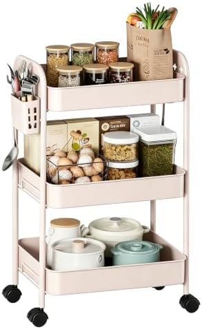 Heavy-Duty Rolling Cart 3 Tier Metal Utility Storage Cart by Unknown