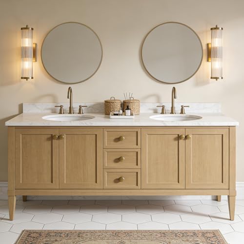 WallBeyond Round Wood Mirror 24" Circle Wall Mirror for Bathroom Round Wall Mirror for Wall Decor, Vanity, Entryway Living Room, Honey - Image 4