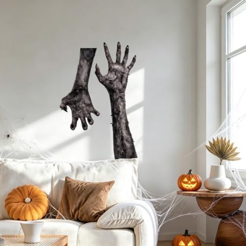Zombie Hands Wall Decals Peel and Stick Halloween Wall Stickers, Creepy Monster Hand Removable Vinyl Wall Decor for Bedroom Party Decoration - Image 5