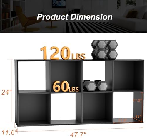 Sweetscripe Modern Cube Bookcase, Open Storage Shelf for Home Office, Black - Image 2