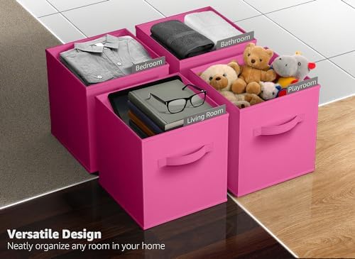 Sorbus Fabric Storage Cubes, 6-Pack Foldable Bins (11 Inch, Pink) - Image 5