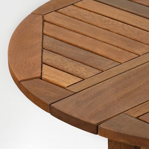 Furinno TIOMAN Outdoor Gateleg Round Patio Table, Natural - Image 6