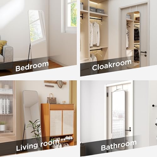 57x16" Full Length Mirror Floor Stand,Over the Door,Wall Mounted Silver - Image 2