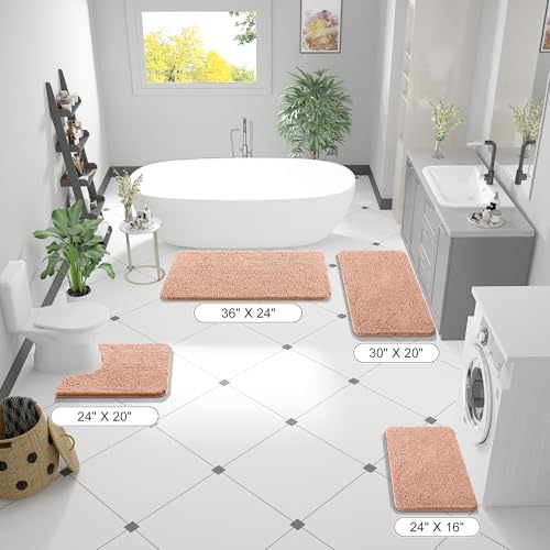 OLANLY Bathroom Runner Rugs 40x24, Extra Soft Absorbent Chenille Bath Rugs - Image 2