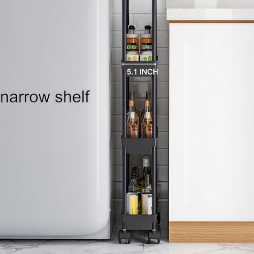 Sooyee 4 Tier Slim Storage Cart, Black - Image 3