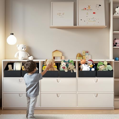 DIMJ Closet Storage Bins 10 Pack - Fabric Storage Baskets for Shelves, Collapsible Clothes Organizer with Handles, Trapezoid Shelf Organization Storage Cubes for Purse, Toys, Books, Towel, Clothes - Image 2