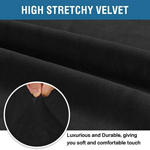 H.VERSAILTEX Stretch Velvet Sofa Covers Large Couch Covers Sofa Slipcovers with Non Slip Straps Underneath The Furniture, Feature Thick Comfy Rich Velour (XL Sofa, 98"-105", Black) - Image 3