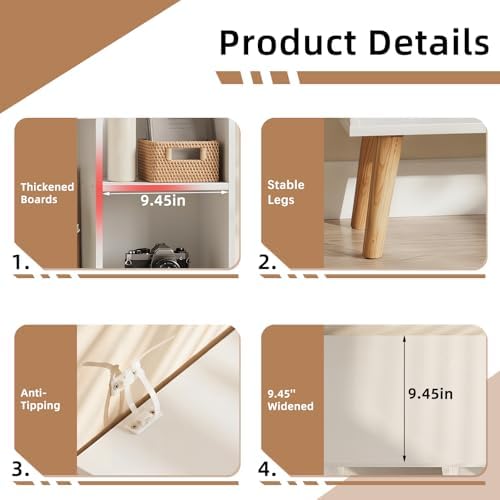 YAHARBO Small White Bookshelf,3 Tier Modern Kids Bookcase with Legs,5 Cube Wooden Bookshelves Storage Shelf,Book Shelves Organizer,Display Bookcases Cabinet for Room Nursery Study - Image 3