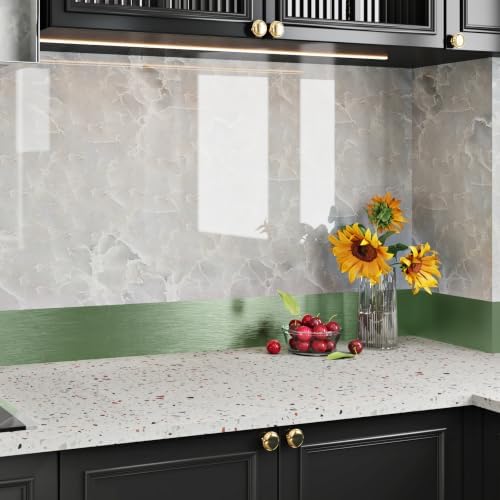 Sage Green Brushed Metallic Wallpaper Border Peel and Stick Trim | Metal Look Mirror Frame Border Self Adhesive Waterproof Contact Paper Bulletin Board Borders Wall Line Bathroom 3.94"x 197" - Image 4