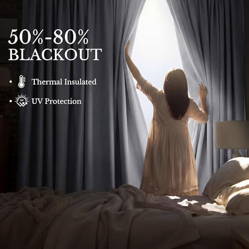 RYB HOME Blackout Extra Wide Room Divider Curtain, Flexible Silent Track - Image 6