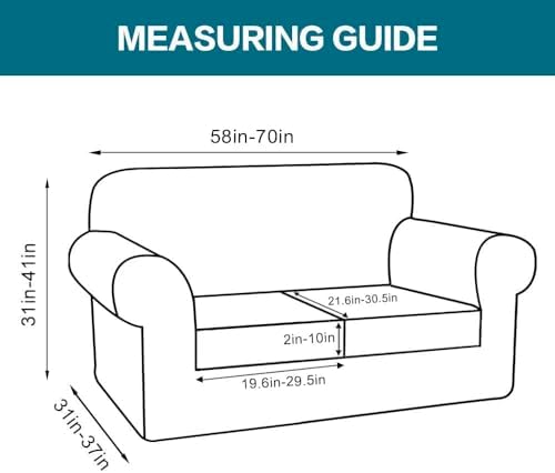 Turquoize 3 Piece Sofa Covers for 2 Cushion Couch Sofa Slipcover Soft Cover for Dogs-Washable Furniture Covers with 2 Individual Cushion Covers, Feature Jacquard Fabric(Loveseat, Caramel) - Image 2