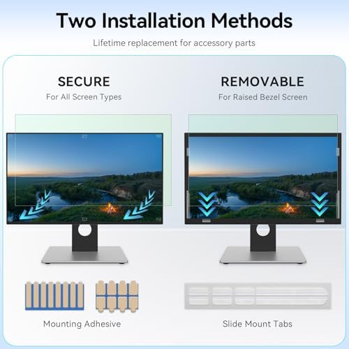 [2-Pack] 32 Inch Anti Blue Light Screen Protector Compatible with Lenovo Hp Dell Acer Asus Samsung etc Monitor 16:9 Aspect, Removable Anti Glare Filter Uv Blocker Shield Eye Protection Film Laptop - Image 6