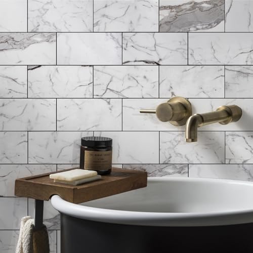 Vamos Tile 4-Piece Glossy Statury White Peel and Stick Backsplash Tile - Image 4