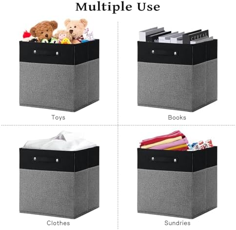 FinishingBo 13x13x13 Storage Cube Bins 4 Pack, Cube Shelf Baskets - Image 5