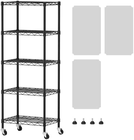 SINGAYE 5 Shelves Storage Shelf Wire Shelving Unit Metal Adjustable Wheels by SINGAYE