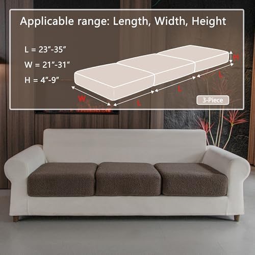 OHSIO Couch Cushion Covers for Sectional Sofa, Stretch Soft Sofa Slipcovers - Image 2