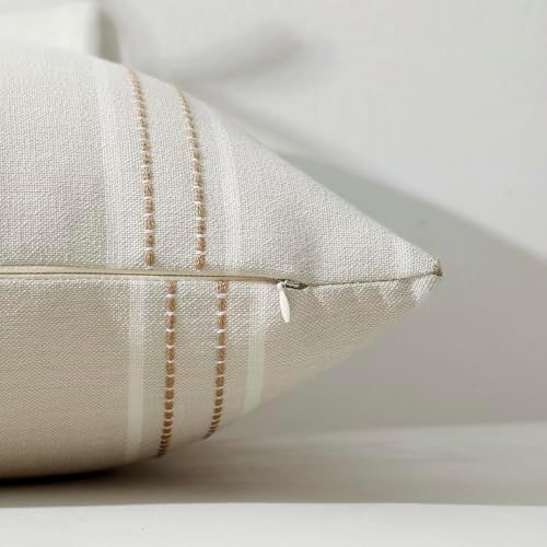 Hckot Tan Brown Throw Pillow Covers 22x22 Set of 2 Striped Pillow Covers - Image 4