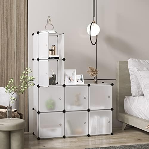 C&AHOME 8-Cube Storage Organizer with Door Cube Shelf Closet Cabinet White - Image 3