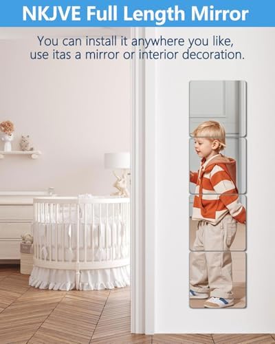 Unbreakable Mirror Tiles Self Adhesive,Toddler Mirror for Classroom Decor, Peel and Stick On Small Mirrors for Wall Decor,Shatterproof Plastic Mirrors Stickers for Kids Decorative -8PCS 14”x12” - Image 5