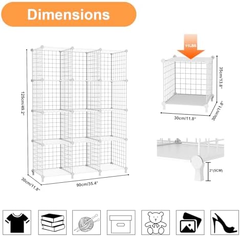 AWTATOS Wire 12 Cube Storage Organizer, Closet Storage Shelves Stackable - Image 5