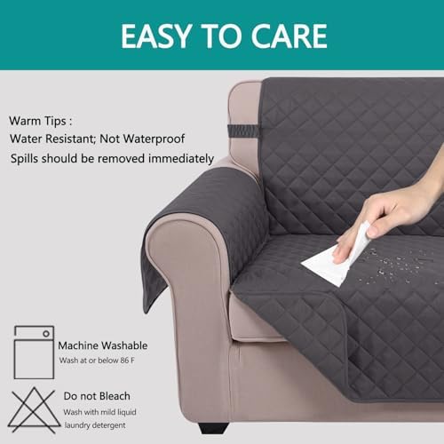 U-NICE HOME 4 Seater Sofa Cover 91''Large Couch Cover, Dark Grey - Image 5