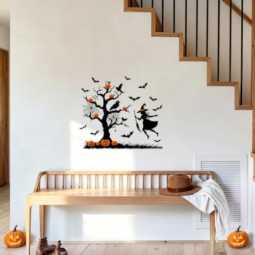 Witch Wall Decals Peel and Stick Halloween Wall Stickers, Spooky Witch Removable Vinyl Wall Decor, Magic Theme Wall Art for Bedroom Party Home Decoration - Image 6