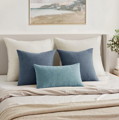 MIULEE Dark Grey Blue Chenille Couch Throw Pillow Covers, 18x18 - Image 7