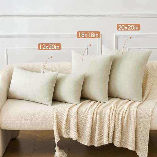 MIULEE Soft Chenille Throw Pillow Covers Cream 16x16 Inch Pack of 2 - Image 4