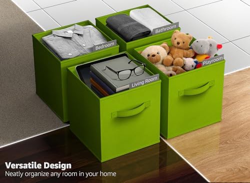 Sorbus Fabric Storage Cubes, 6-Pack Foldable Bins (11 Inch, Green) - Image 5