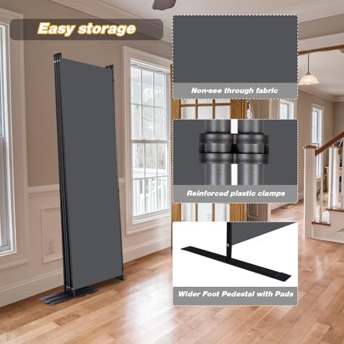 Room Divider, 4 Panel Folding Privacy Screens with Wider Feet, Grey - Image 4