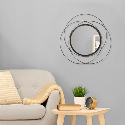 Circle Mirror Wall Decorative Metal Mirror Art Small Round Wall-Mounted Mirror Home Wall Decor for Bedroom Living Room Bathroom Entryway 16” x 16” - Image 3