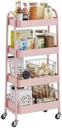 DUMOS 4 Tiers Rolling Utility Cart, Storage Organizer, Shelving Unit by DumosLifestyle