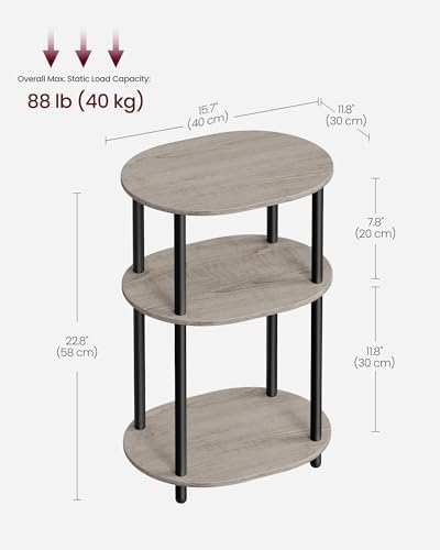 VASAGLE Side Table, Small End Table, Tall Nightstand, Steel Frame - Image 3