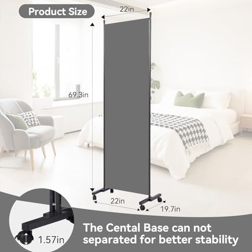 Folding Room Divider W/Wheels,Heavy Duty Base Privacy Screen Separator - Image 6
