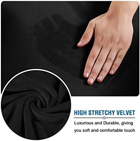 H.VERSAILTEX Wingback Chair Covers Velvet Plush Wing Chair Slipcover 1 Piece High Stretch Wing Back Chair Slipcovers Sofa Cover Furniture Cover with Elastic Bottom, Black - Image 3