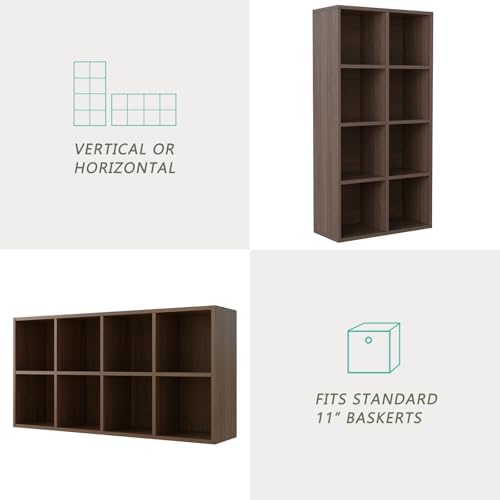 OSCHF 8-Cube Storage Shelf Bookcase, Walnut - Image 4