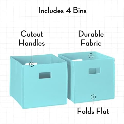 RiverRidge Folding Storage Bins - 4-pack of 10in Tall Aqua Cubes - Image 4