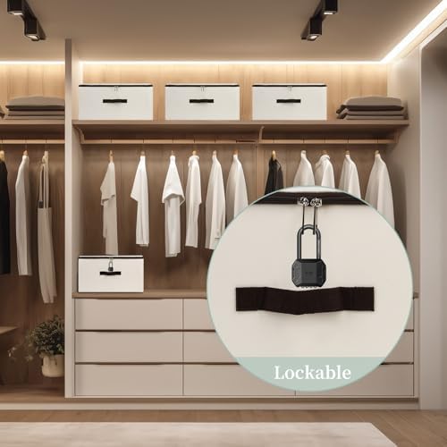 Folding Lidded Storage Bins with Lockable Zip Label Pocket Handles - Image 5