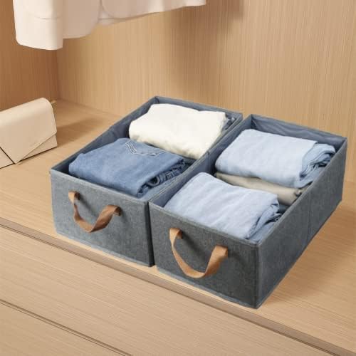Fordonral Pack of 3 Large Capacity Storage Bins Closet Organizer System, Sturdy Foldable Storage Boxes for Organizing Clothing, Sheets, Toys, Books - Shelf Organizer Shelves Basket Storage Bin - Image 4