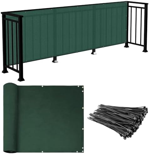 E&K Sunrise 3' x 262' Balcony Privacy Fence Screen Cover with Zip Ties Outdoor Screen Fence UV Protection for Deck Patio Backyard Apartment Pool Porch (Green) by EKSUNRISEINC