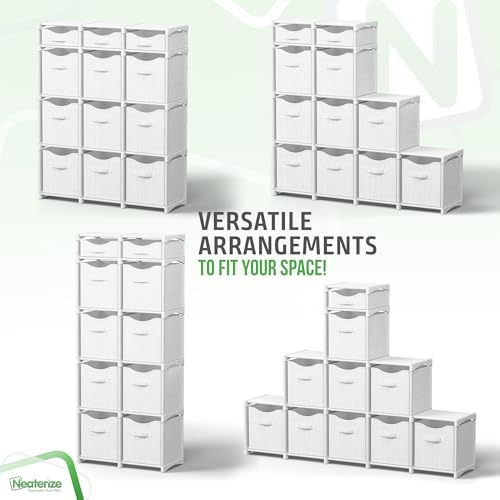 Cube Storage Organizer with Storage Bins Included - The Perfect Closet Organizers and Storage Solution. Includes 12 Storage Cubes, Great For Toy Storage, Closet Storage, Clothes Storage (White-Grey) - Image 5
