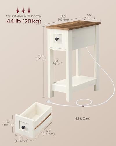VASAGLE 2-Tier End Side Table, Small Accent Nightstand with Storage Drawer - Image 3