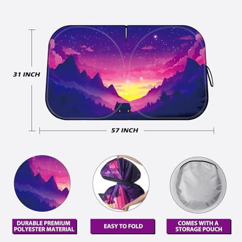Car Windshield Sun Shade, Foldable Reflective UV Front Sunshade - Image 2