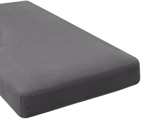 H.VERSAILTEX Super Stretch Individual Chaise Cover Sectional Couch Covers for L Shaped Sofa Both Left/Right Featuring Thick Jacquard Textured Twill Fabric (1 Piece Chaise Cover Large, Grey) by HVERSAILTEX