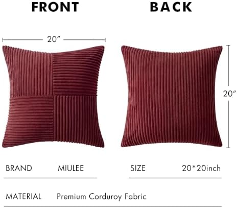 MIULEE Burgundy Decorative Throw Pillow Covers for Couch 20x20 Inch - Image 6
